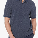 Amazon Essentials Men's Regular-Fit Cotton Pique Polo Shirt, Navy, Dots, Large
