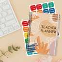 2 x Teacher Planner Book for Yearly, Weekly & Monthly Lesson Planner, January-December Yearly Planner A4 Size with Checklist, Notes, School Teacher Supplies for Classroom Organization - Boho