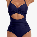 Eomenie Women's One Piece Swimsuits Tummy Control Cutout High Waisted Bathing Suit Wrap Tie Back 1 Piece Swimsuit Size M