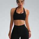 Sports Bras for Women Removable Padded Tank Tops Low Support Comfortable Open Back Workout Running Yoga Bra (M)