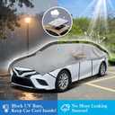 Half Car Cover for SUV M, Heavy Duty Roof & Windshield Top Cover with Cotton Liner, All Weather Half Cover Shield Against Hail, Snow, Sun, Rain and Scratches, Fits Most M Size SUVs