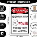 Funny Aluminum Metal Sign (12x8 Inch) - "Never Argue with a Woman If You Win" Wall Art | Good Gift for Friends, Ideal Decor for Study, Entryway, Living Room & Bar | Durable, Weather-Resistant Home Decor (121)