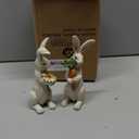 Newman House Studio Easter-Decorations Bunny-Decor Spring-Figurines Table-Centerpiece - 2PC Spring Decorations Resin Rabbits with Carrot and Flower Tabletop Ornaments for Home Farmhouse 4.5H inch