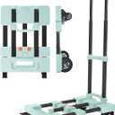 Heavy-Duty 500LB Capacity Hand Truck with One-Touch Retractable Handle & Extendable Plate, Portable Collapsible Dolly Cart with 4 Wheels w/Brakes Folding Luggage Cart for Travel/Home Use, Green