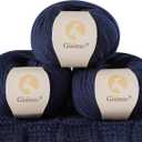 100% Merino Wool Yarn, 6-Ply Luxurious and Soft Yarn for Hand Knitting & Crocheting, 1.76 OZ/50g, 127 yds/116 Meters (Navy Blue, 3 Balls)