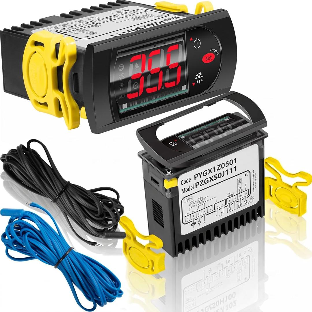 PZGXS0J111 Temperature Controller 115V with 2 NTC Sensor Probes, Digital Refrigeration Controller Compatible with CAREL Refrigeration Systems for Commercial Cooler Freezer Display Case Units