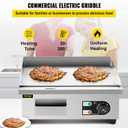 VEVOR 14" Commercial Electric Griddle,110V 1500W Electric Countertop Griddle Non-Stick Restaurant Teppanyaki flat top Grill Stainless Steel 122F-572F Adjustable Temperature Control(No Plug)