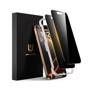 UNBREAKcable Privacy Screen Protector for iPhone 16 Pro, Anti-Spy Shatterproof Tempered Glass [True 28°Anti Spy] [9H Hardness] [Easy Installation Frame] Black Protector for iPhone 6.3" - 1 Pack