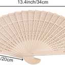 60 Pack 8 Inch Sandalwood Fan, Folding Wooden Openwork Personal Hand Held Folding Fans, Decorative Folding Fans for Wedding Decor, Dancing, Birthday Gift