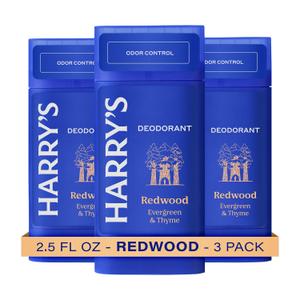Harry's Aluminum Free Deodorant for Men - Odor Control, Redwood Scent, 2.5 Oz, 3-Pack, Men Deodorant Aluminum Free