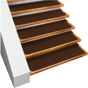 House, Home and More Set of 15 Skid-Resistant Carpet Stair Treads - Chocolate Brown - 9 Inches X 36 Inches
