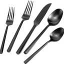 DEACORY Silverware Set Flatware Set Matte Black Cutlery Set Brushed Finished Hexagon Handle Heavy Stainless Steel 40 Pieces Dishwasher Safe Service for 8