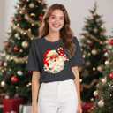 Christmas Shirts for Women Christmas Santa Snowflake T-Shirt Xmas Holiday Tops (XX-Large, Grey1)