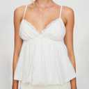 Women Y2K Cami Shirt Sexy V Neck Sleeveless Peplum Crop Top Spaghetti Strap Babydoll Tank Tops Going Out Camisole