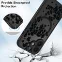 OOK Magnetic Case Fit for iPhone 17 6.3 Inch (Compatible with MagSafe) Soft TPU and Hard PC Phone Cover with Black Floral Flowers Anti-Scratch Shockproof Protection Case for Women