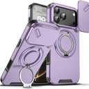 Chubbycable Phone Case for iPhone 17 Pro Max Chubbyarmor 2.0 Military-Grade Shockproof Magnetic Case with Camera Slide & 360 Kickstand Ring, Purple