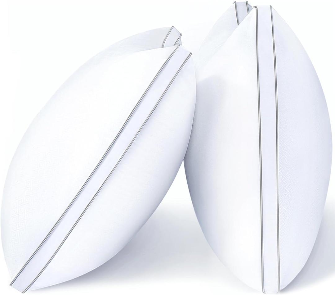 viewstar Pillows Queen Size Set of 2, Hotel Quality, Down Alternative Gusseted Bed Pillows for Side, Back, or Stomach Sleepers, White