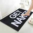 Get Naked Bath Mat Cute Bathroom Rugs Non Slip Bath Mat Funny Apartment Room Decor Black and White Bathroom Rugs for Tub and Shower,20"x32"