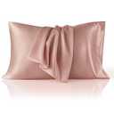 Bedsure Satin Pillowcase for Hair and Skin Queen, Similar to Silk Pillow Cases, Pillow Cases Set of 2 with Envelope Closure, College Dorm Room Decor, Rose Cloud, 20x30 Inches, 2pcs