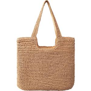 Pleneal Straw Beach Bags for Women - Women Beach Handmade Woven Tote Bag, Summer Mesh Hollow Shoulder Bag for Holiday