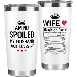 Gifts for Wife - Wife Gifts from Husband - Wedding Anniversary for Women, Valentines, Birthday Gift Ideas, Mothers Day, Christmas Gift for Her - Romantic Cup for Her - 20 Oz White Tumbler