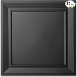 Art3dwallpanels 24 x 24 Drop Ceiling Tiles, 12 Pack Drop in System High Grade PVC Wall Panels, Fire Rated, Waterproof, Light Weight, Prevent Breakage, Cover 48 Sq.Ft, Black