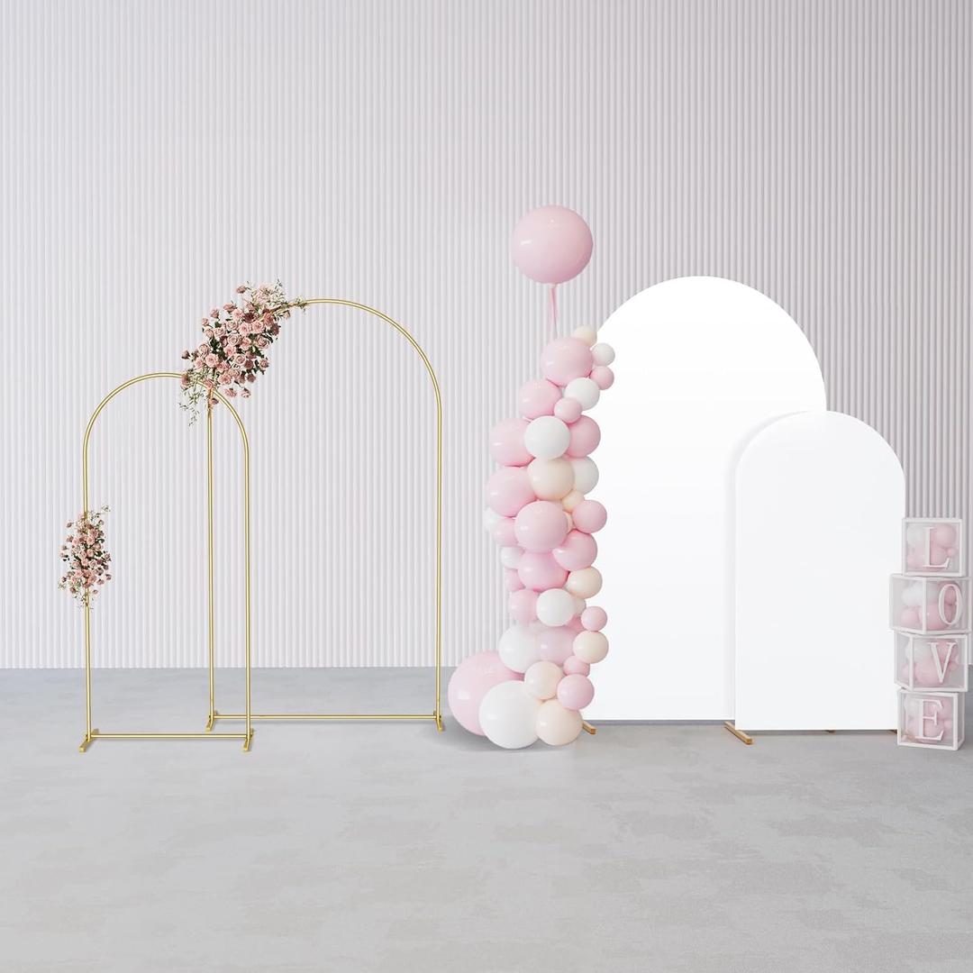 GRENTY Metal Arch Backdrop Stand and Cover Set 7.2FT/6FT, Wedding Arch Frame with Spiral Rotating Joint and 2 Wrinkle-Resistant Cover for Birthday, Anniversary, Wedding, Party, Baby Shower (White) GRENTY Metal Arch Backdrop Stand and Cover Set 7.2FT/6FT, Wedding Arch Frame with Spiral Rotating Joint and 2 Wrinkle-Resistant Cover for Birthday, Anniversary, Wedding, Party, Baby Shower (White)