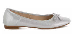 Women's Comfortable Round Toe Ballet Flats Dress Shoes, Silver, Size 11