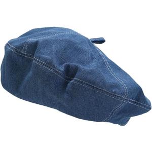 Denim Beret Hat for Women French Style Artist Hat Casual Beanie Cap (One Size, Blue)