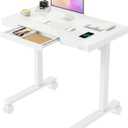 Monomi 35" Glass Standing Desk with Drawer and USB Ports, Electric Height Adjustable Desk for Home Office, White Sit Stand Table with Storage, Easy Assembly Computer Desk for Small Spaces