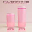2 x 2pcs Silicone Boot for Owala Smoothsip Slider Coffee Tumbler 12oz 20oz, Anti-Slip Protective Sleeve, Rubber Bottom Protector for Travel Coffee Mug, Cup Tumblers Accessories for Owala', Pink