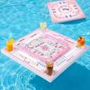 Mahjong Table Top with 3-tier Tile Rack, Reversible Poker Table Top, 4 Built-in Cup Holders, Dual-sided Game Board for American Mahjong, Poker, Dominoes, Card Games, Game Night Accessories, 31.5 x 31.5 x 2 inches