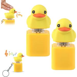 Duck Quacking Fidget Toy Keychain - Fun Fidget Toy Duck Keyboard Keycap That Quack Stress Reliever with Lights & Sound for Bags Purses Backpacks, Funny Christmas Gifts (2Pack)