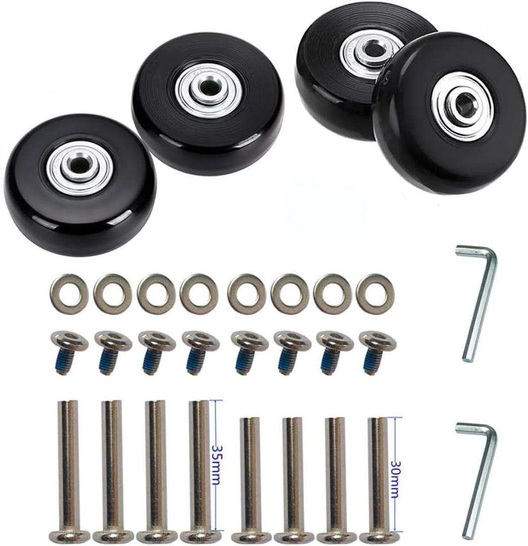 50 x 18mm Set of 4 Luggage Suitcase Replacement Wheels, Rubber Swivel Caster Wheels Bearings Repair Kits