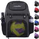 CapsLock Youth Soccer Bag - Boys Girls Soccer Backpack & Bags for Basketball, Volleyball & Football | Includes Separate Cleat and Ball Compartment, and Convenient Fence Hook. (Black)