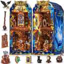 Book Nook Kit, DIY Miniature House 3D Wooden Puzzle with LED Light, Fantasy Bookstore Bookshelf Decor for Adults, Teens & Beginners, Gift for Book Lovers