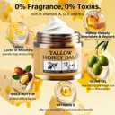 MINIBIRD Beef Tallow for Skin, Natural Facial Tallow and Honey Balm with Raw Honey Moisturizer for Face, Body & Hands - Suitable for All Skin, 1.76oz, Gold
