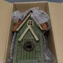 Glitzhome Bird Houses for Outdoors, Hand Painted Distressed Wooden Bird House Hanging Garden Birdhouse for Outside, Decorative Birdhouses for Bluebird Hummingbird Wren Finch Cardinals Cedar 12" H