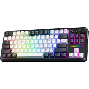 Redragon K746 Wireless Mechanical Keyboard with TFT Screen and Knob, Gasket Gaming Keyboard in TKL Layout, Hot swap Pre-Lubed Switches, RGB Backlight, for PC/Mac (Black&White)