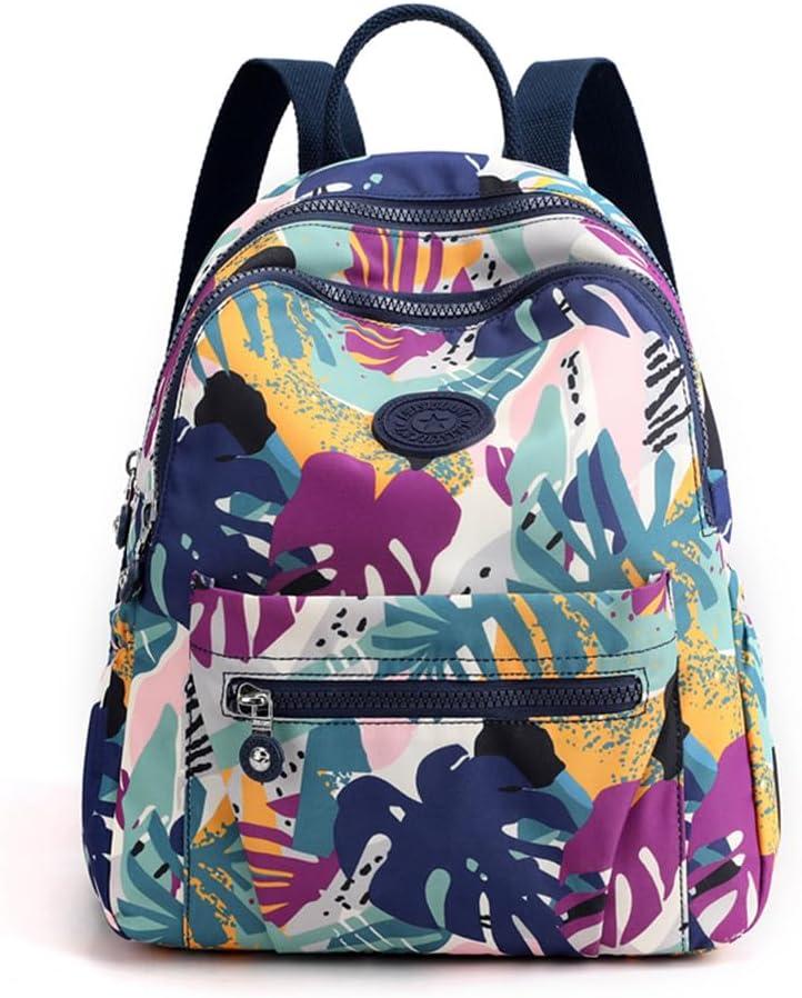 Mini Nylon Women Backpacks,11L Small Ladies backpacks Casual Lightweight Women Shopping Travel Daypack (A-Leaves Blue)