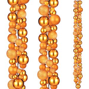 2 Pcs Christmas Ball Garland 6 ft Ball Ornaments Christmas Bulb Garland Xmas Tree Bauble Decorations for Party Supplies Indoor Outdoor Home Office Decoration Accessories(Orange)