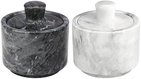 Flexzion Marble Salt Cellar with Lid - Salt and Pepper Bowls Dish Container for Kitchen - Marble Pepper Jar Storage Box Holder for Paprika, Herbs, Sugar, Jewelry & Watches