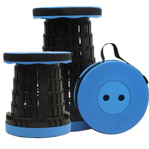 JAEMEYEM Upgraded Foldable Stool, Capacity Portable Retractable Small Folding Stool, Collapsible Telescoping Camping Stool for Adults Outdoor Fishing Hiking Gardening Travel BBQ (1 pack, Blue)