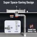 Bathroom Sink Drain Kit with Flexible Expandable Pipe: Odor-Free & Backflow-Preventing, Space-Saving Design without a P-trap, For 1-1/4'' & 1-1/2'' Drain Hole (Black, With Overflow)