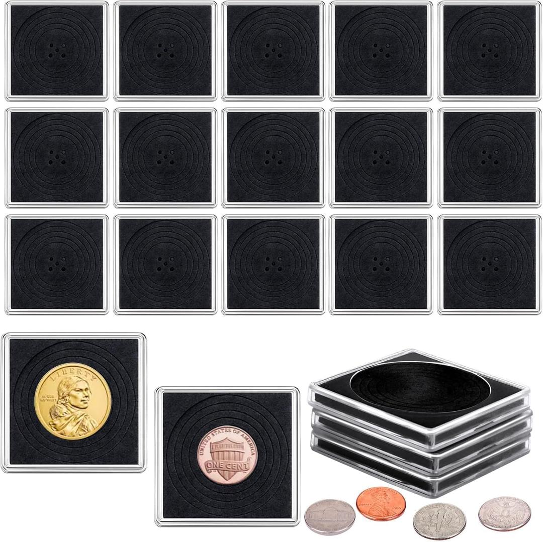 20 Pcs Adjustable Acrylic Coin Holder, Coin Collection Cases with Sponges, Coin Snap Holder, Silver Dollar Protection Cases for Collectors, Coin Dollar Collection Supplies(20mm-40mm)