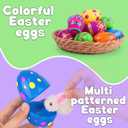 60 Pack 3 Inch Large Plastic Printed Easter Eggs, Empty Fillable Eggs Bulk for Easter Egg Hunt, Easter Basket Stuffers Fillers, Classroom Prize Supplies, Filling Treats and Party Favors