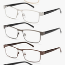 BLS Businessman Rectangular Reading Glasses - Professional Durable Readers - Blue-Light Blocking Lenses, +1.25