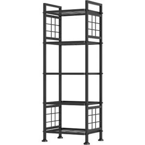 GIOTORENT 5-Wire Standing Book Shelf & Bookcase, Metal Storage Shelving Unit Pantry Rack for Laundry Kitchen Bathroom Organizer, Black (12.7D x 16.9W x 53.5H (5Tier))