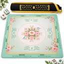 Rolled Mahjong mat no creases | Double Straps, Heavy Duty Canvas mahj mat Bag | Noise dampening Mahjong mat | Non-Slip Rubber Mahjong Mats | 32.4 x 32.4 inch, 3mm Thickness.