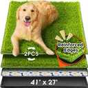 Hompet Dog Grass Pad with Tray Large, 41"x27", 2 Reusable Artificial Turf for Dogs Potty, Waterproof Non-Slip Washable Pee Pads, Quickly Absorbency Portable Dog Litter Box for Indoor/Outdoor Use